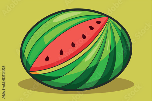 Brightly colored watermelon on a vibrant yellow background showcasing its fresh fruit design