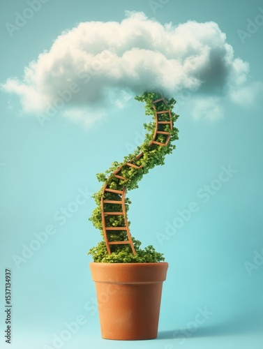 Ladder-shaped plant growing into a cloud