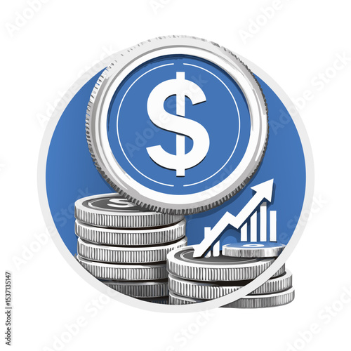 Profit increase dollar graphic minimal design stock vector