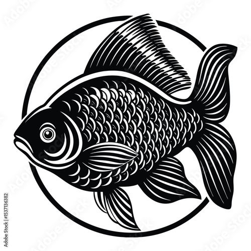 Black and white large mouth bass fish silheoute vector design