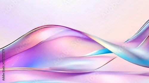 Abstract holographic neon iridescent fluid wave animation flowing on white background