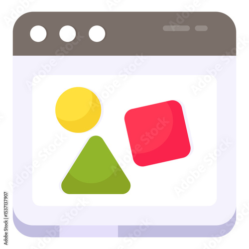 Website Browser Window Displaying Colorful Geometric Shapes Graphic Design Element