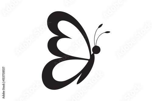 A minimalist line art logo depicting the silhouette of a letter "B" cleverly integrated into the form of a butterfly.