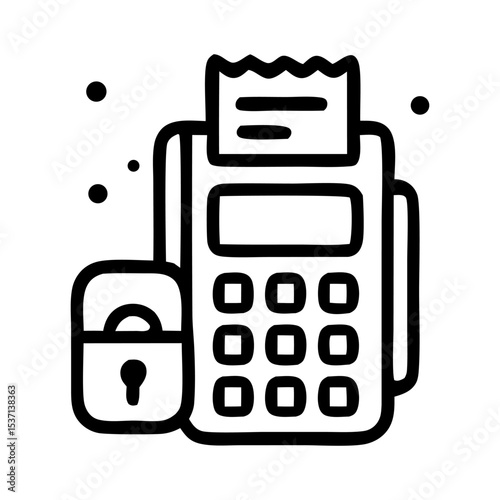 Secure payment terminal with receipt and padlock, illustrating safe online transaction processing.