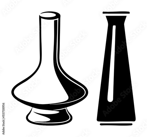 Vector Elegant vases featuring distinct shapes and minimalist .