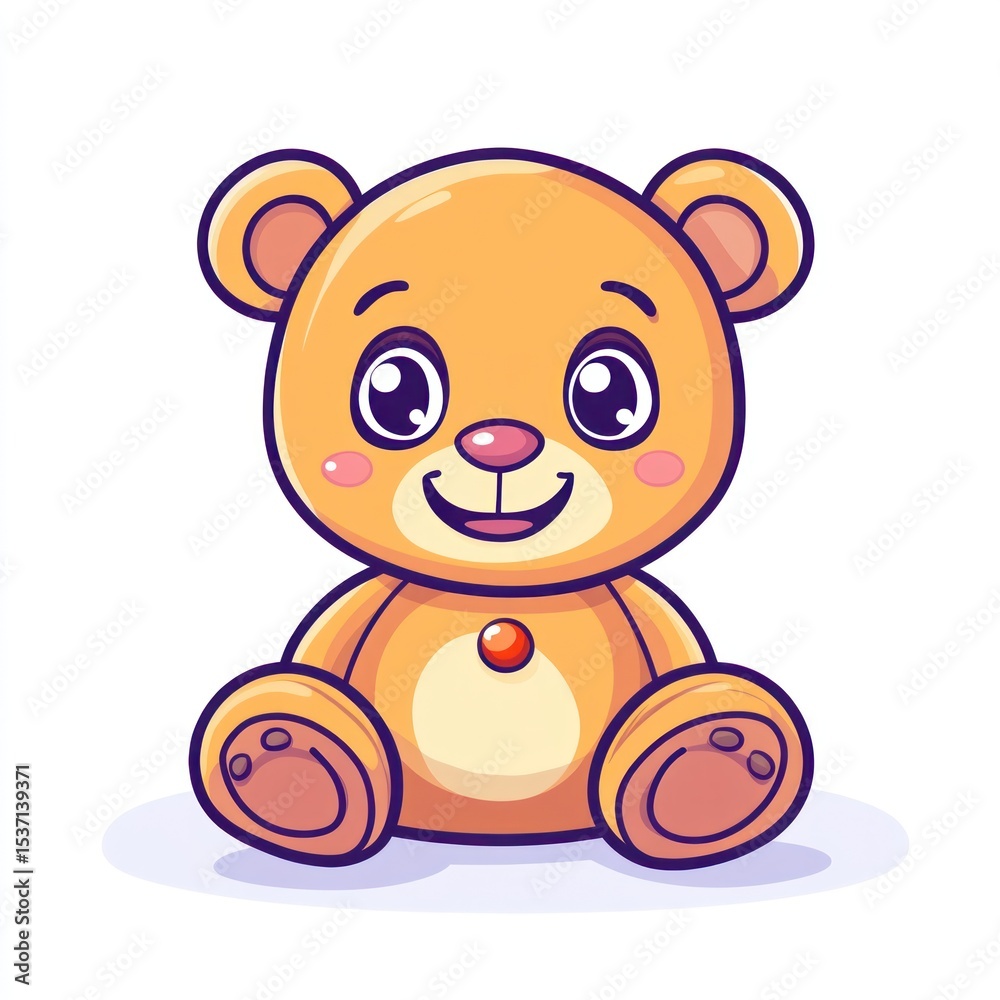 Fototapeta premium Cute cartoon teddy bear sitting