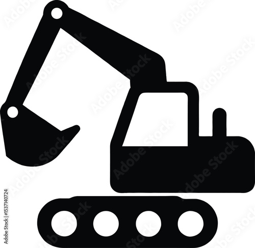 Black silhouette icon of an excavator