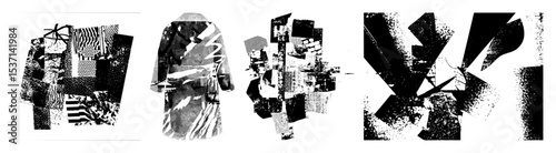 Vector Abstract fashion figures showcase dynamic geometric designs.