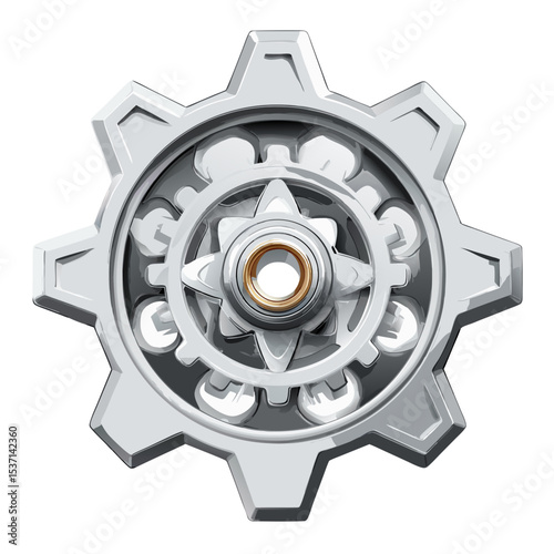 Settings gear icon with six teeth stock vector