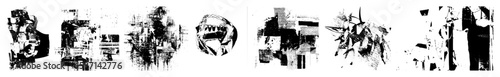 Vector Abstract distressed elements collection with bold shapes.