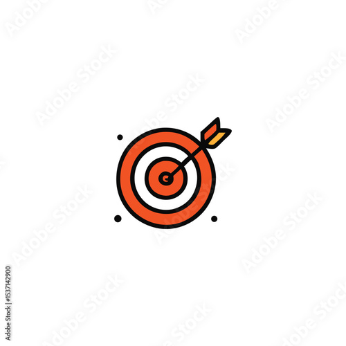 Orange Target with Arrow Icon Bullseye Achievement Graphic isolated on transparent background