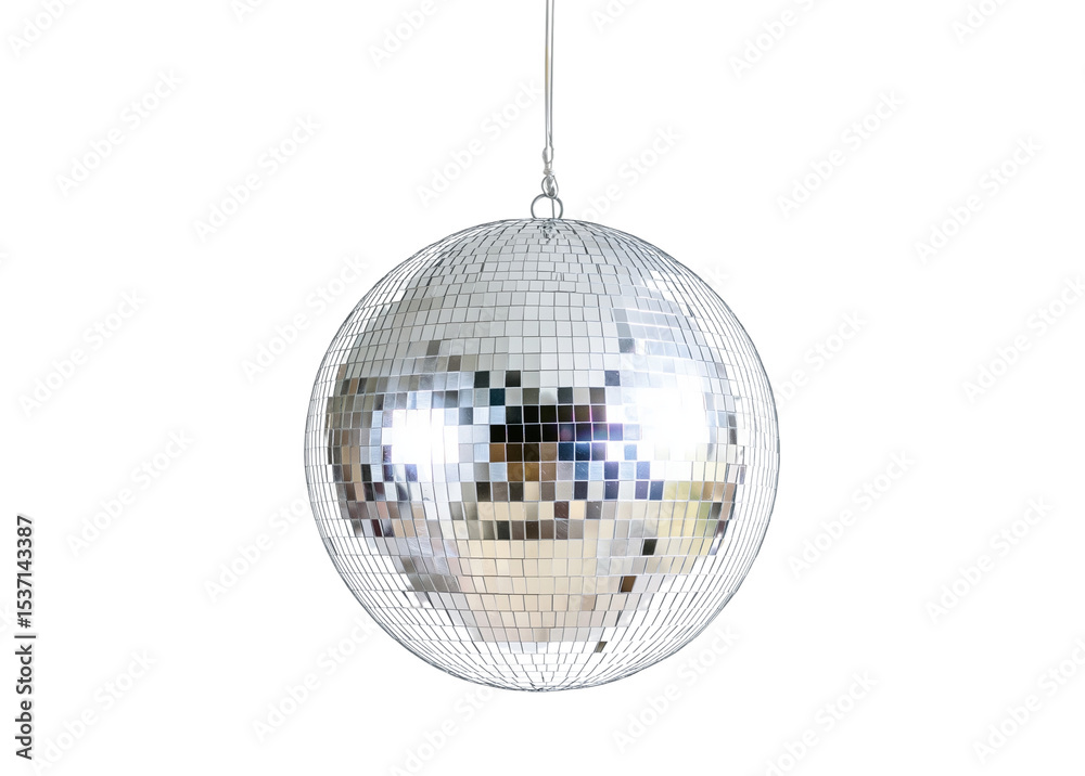 Obraz premium Realistic Silver Disco Ball Isolated on Transparent Background