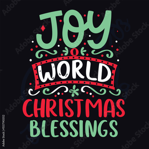 Festive Christmas Greetings Design with Joy to the World Message