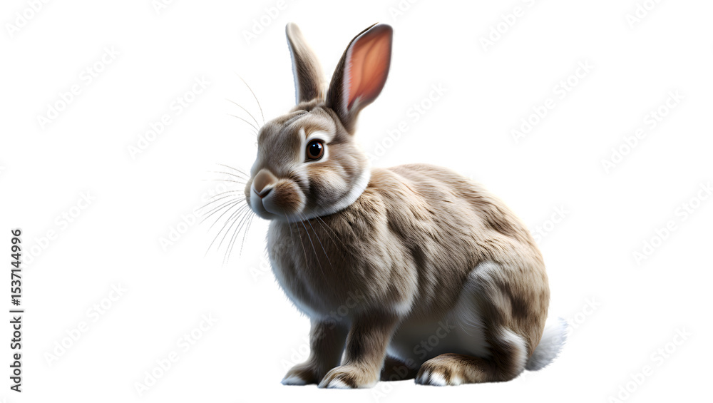 Fototapeta premium gray rabbit isolated on Transparent Background