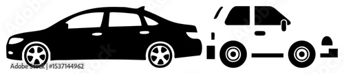 Vector Vehicle Collision Depicts a Car and Trailer
