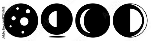 Vector Four abstract black shapes featuring an egg teardrop  and ellipse.