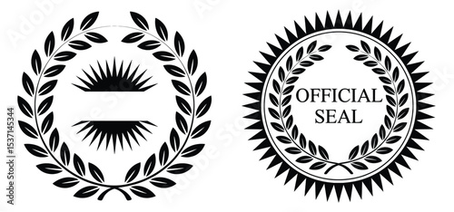 Black and White Laurel Wreath and Official Seal Designs