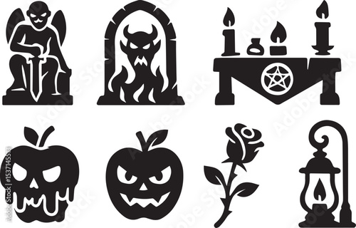 Forbidden Rituals Vector Set | Haunted Objects & Dark Nature Icons