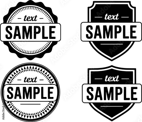 Black and White Sample Text Badges Round Shield Designs