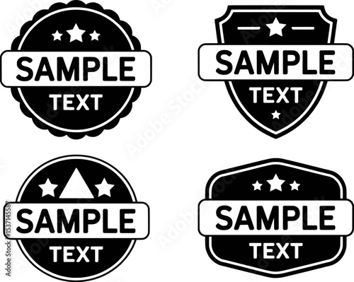 Black and White Sample Text Badges Set Four Designs