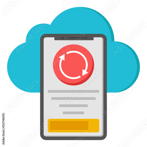 Mobile Phone Cloud Data Synchronization Refreshing Process Illustration