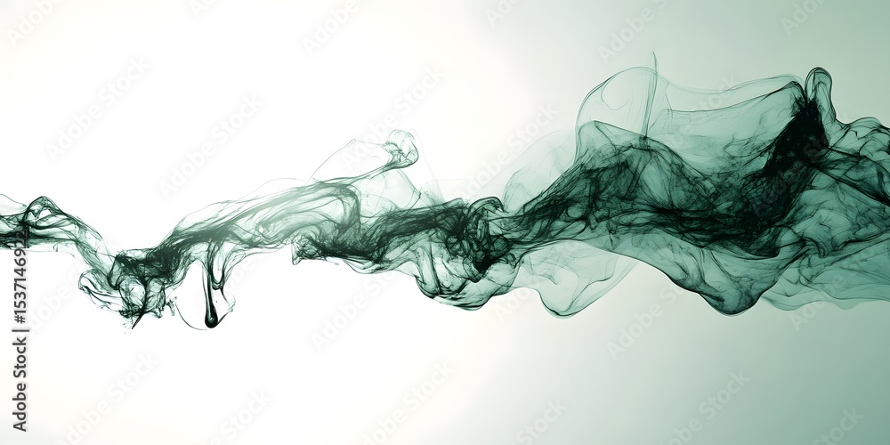 Fototapeta premium Abstract Green Smoke Wave, Fluid Dynamic Design, Swirling Energy, Artistic Background