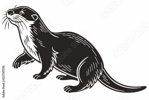 otter sihouette black vector