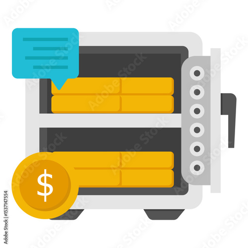 Secure Online Banking Safe Deposit Box Icon Illustration