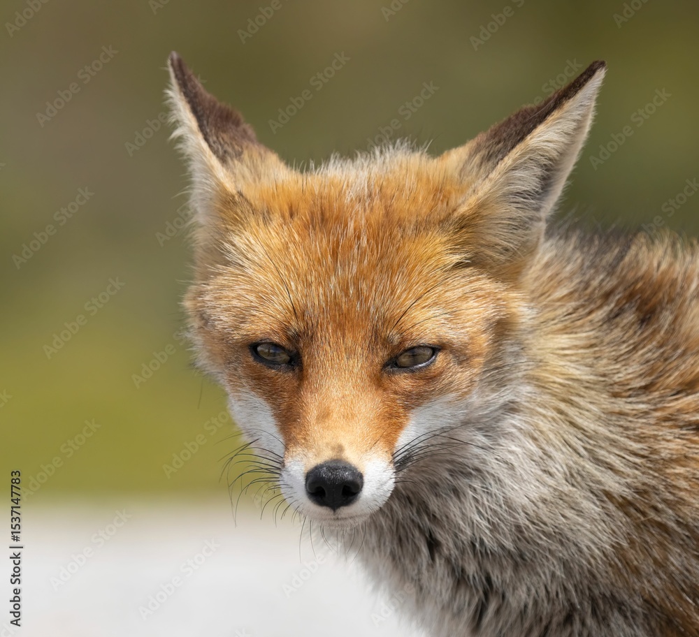 Fototapeta premium Close-up of a red fox with sharp eyes.