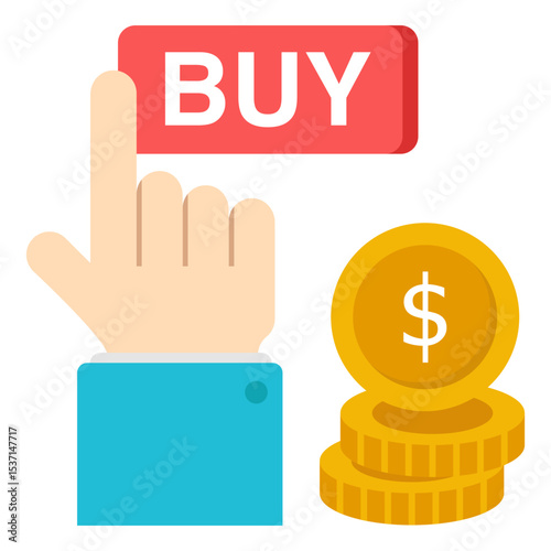 Hand Clicking Buy Button Online Payment Shopping E-commerce Digital Currency