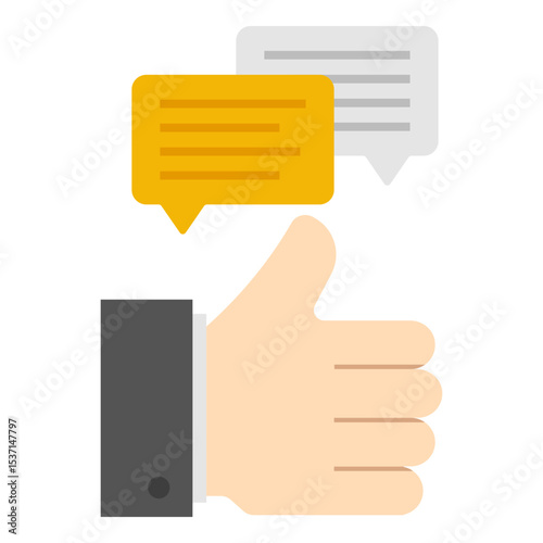 Positive Feedback Thumbs Up with Speech Bubbles Communication Icon
