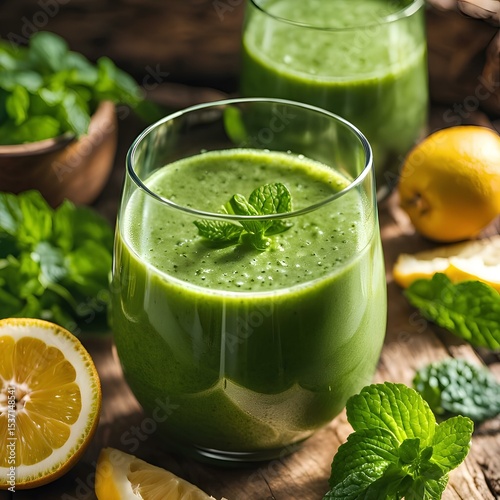 Nutritional Smoothie of fresh fruit Drink glass backgrouund