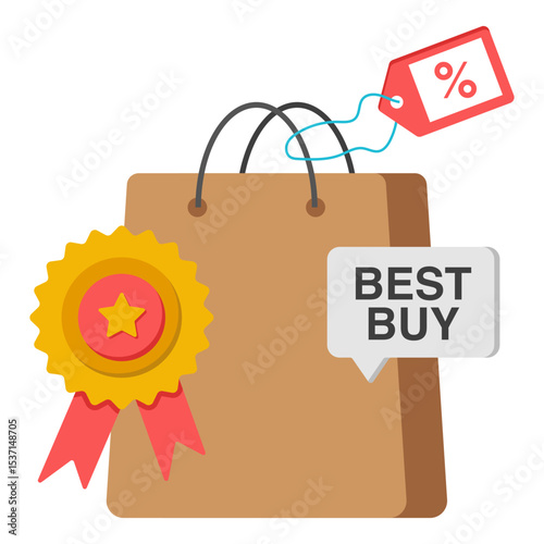 Best Buy Shopping Bag Award Discount Sale Promotion Illustration