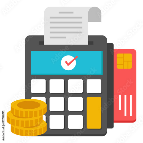 Secure Online Payment Transaction with Receipt and Coins Illustration