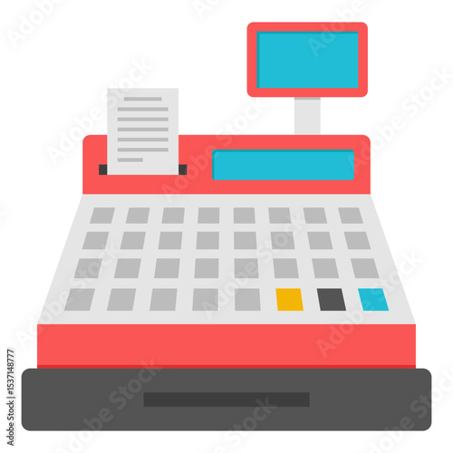 Retail POS System Cash Register Icon Flat Design Illustration