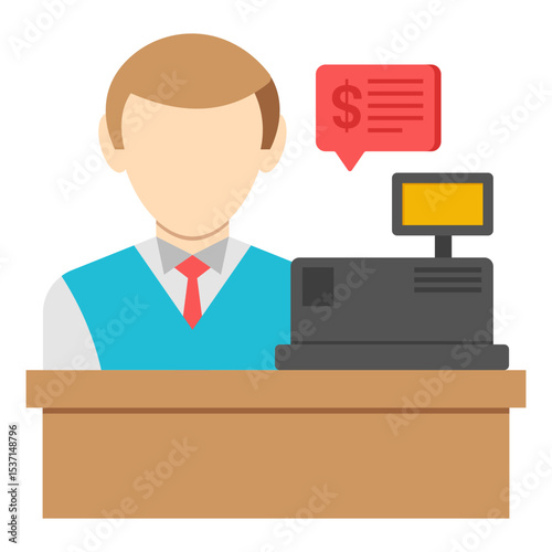 Friendly Cashier Processing Payment at Point of Sale System
