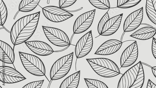 Seamless Pattern of Hand-Drawn Leaves for Textile Design or Backgrounds