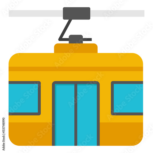 Yellow Cable Car Icon Mountain Transportation Travel Design Element