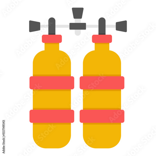 Twin Scuba Diving Tanks Oxygen Supply Underwater Equipment Icon