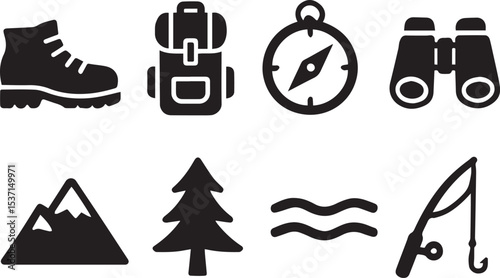 Outdoor Adventure Vector Set | Hiking, Camping & Nature Exploration Icons