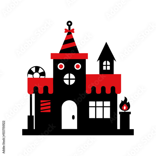 Santa's workshop turned into a haunted toy factory vector illustration