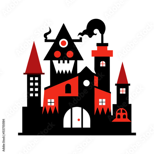 Santas workshop turned into a haunted toy factory vector illustration