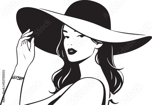 Close-up beauty shot of a smiling blond woman in a fashionable cowboy hat