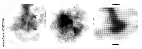 Vector Abstract figures composed of halftone dots create a dynamic portrait.