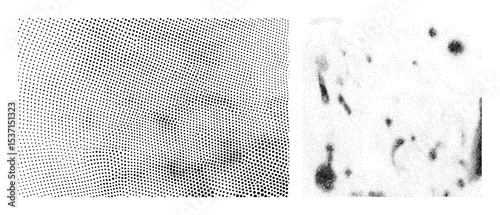 Vector Abstract halftone dots and scattered shapes create a dynamic .
