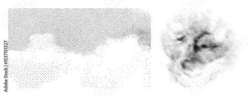 Vector Halftone portrait of a womans face with a contemplative expression.