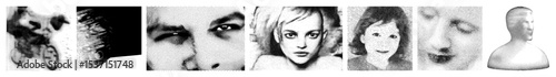 Vector Distorted portrait series featuring expressive faces in a vector style.