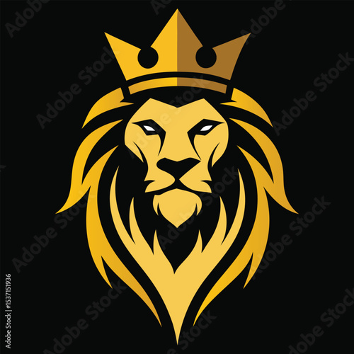 Regal lion emblem illustration in flat vector style for noble branding