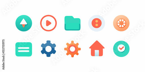 Collection of Colorful Flat UI Icons Download Free Vector Graphics