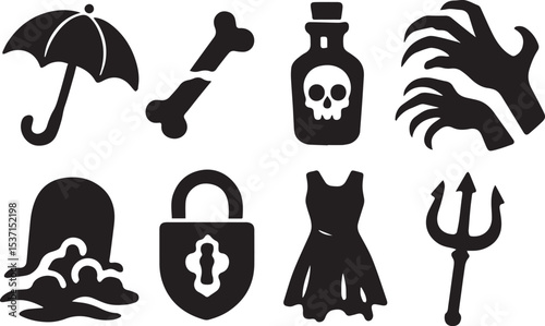 Cursed Horror Vector Set | Dark Objects, Haunted Tools & Gothic Elements